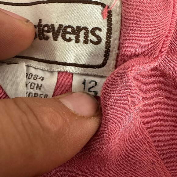 Karin Stevens Vintage Pink Dress Lace Collar Pleated Skirt Short Sleeve Size 12 - Picture 3 of 13